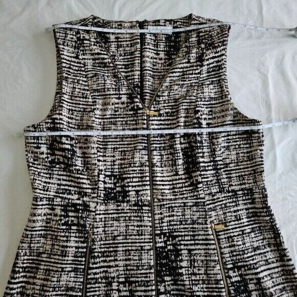 Calvin Klein Dress Womens 14 Multicolor Stretch Midi A Line Zip Front Sleeveless - Picture 4 of 14